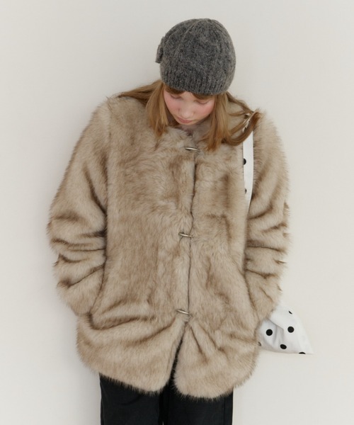 collarless smooth fur coat / カラーレススムースファーコート（ノー