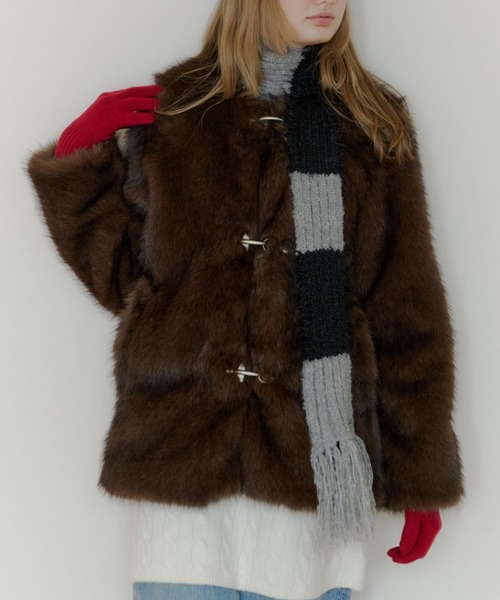 セール】collarless smooth fur coat / カラーレススムースファー