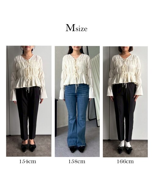 prose verse(プロズヴェール)の「シャーリングカットブラウス(Tシャツ/カットソー・レディース・アイボリー/ブラック・LARGE/MEDIUM)」の6枚目の写真