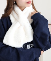 メンズのネックウォーマー/スヌード（ホワイト/白色系・フェイクファー