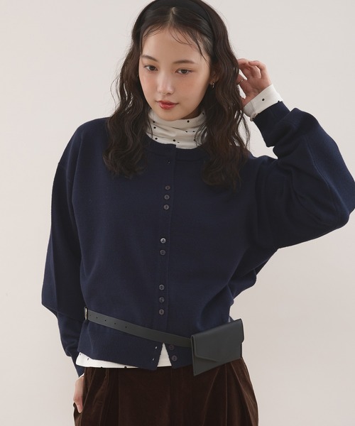 MUHET(ミュエータ)の「【set item】turtle neck inner & crew neck cardigan / タートルネックインナー&クルーネックカーディガンセット(カーディガン/ボレロ・レディース・ボルドー/ブラウン/ネイビー/グレー・FREE)」の4枚目の写真
