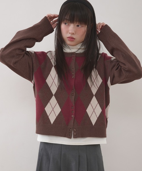 MUHET(ミュエータ)の「【set item】turtle neck inner & crew neck cardigan / タートルネックインナー&クルーネックカーディガンセット(カーディガン/ボレロ・レディース・ボルドー/ブラウン/ネイビー/グレー・FREE)」の3枚目の写真