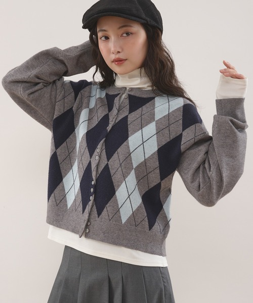 MUHET(ミュエータ)の「【set item】turtle neck inner & crew neck cardigan / タートルネックインナー&クルーネックカーディガンセット(カーディガン/ボレロ・レディース・ボルドー/ブラウン/ネイビー/グレー・FREE)」の6枚目の写真