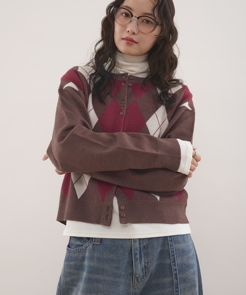 MUHET(ミュエータ)の「【set item】turtle neck inner & crew neck cardigan / タートルネックインナー&クルーネックカーディガンセット(カーディガン/ボレロ・レディース・ボルドー/ブラウン/ネイビー/グレー・FREE)」の17枚目の写真