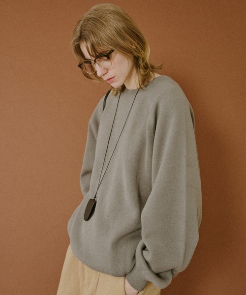 BROKEN BASE（ブロークンベース）の「Classic Soft Raglan Knit / クラシックソフトラグランニット（ニット/セーター・メンズ・ネイビー/チャコールグレー・MEDIUM/LARGE）」の2枚目の写真
