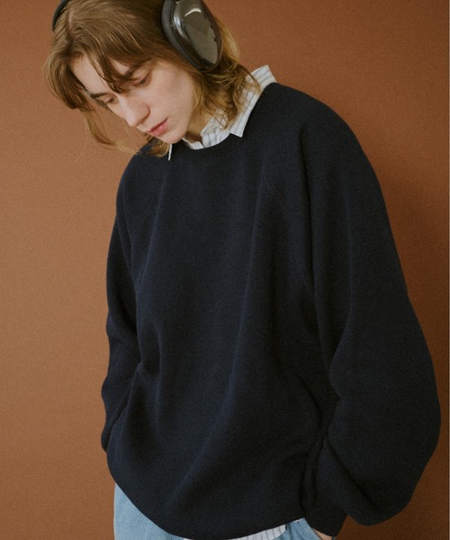 BROKEN BASE（ブロークンベース）の「Classic Soft Raglan Knit / クラシックソフトラグランニット（ニット/セーター・メンズ・ネイビー/チャコールグレー・MEDIUM/LARGE）」の9枚目の写真