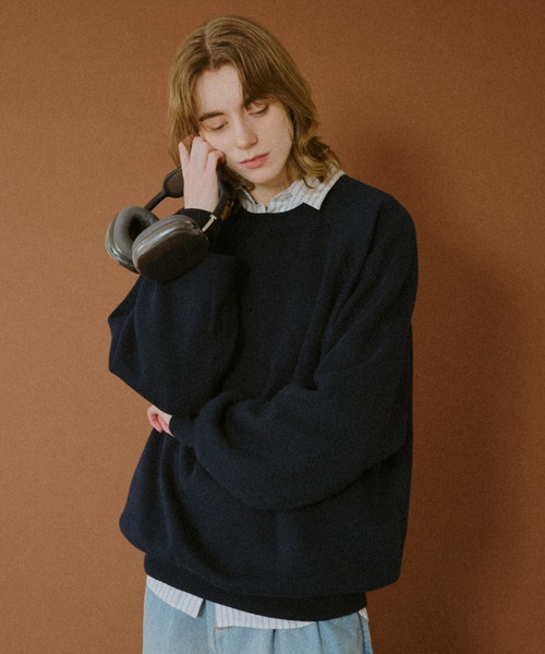 BROKEN BASE（ブロークンベース）の「Classic Soft Raglan Knit / クラシックソフトラグランニット（ニット/セーター・メンズ・ネイビー/チャコールグレー・MEDIUM/LARGE）」の11枚目の写真