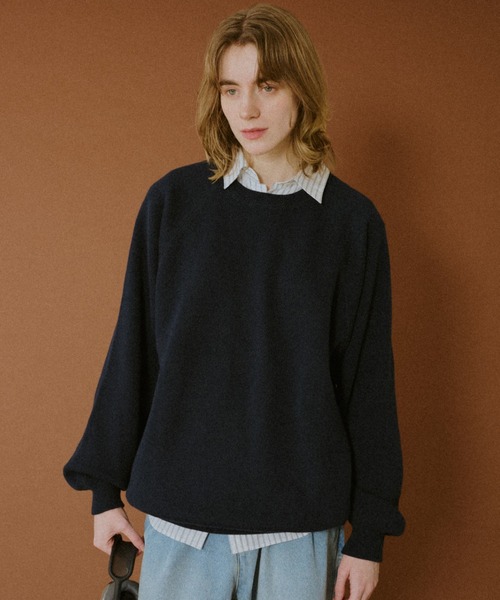 BROKEN BASE（ブロークンベース）の「Classic Soft Raglan Knit / クラシックソフトラグランニット（ニット/セーター・メンズ・ネイビー/チャコールグレー・MEDIUM/LARGE）」の12枚目の写真