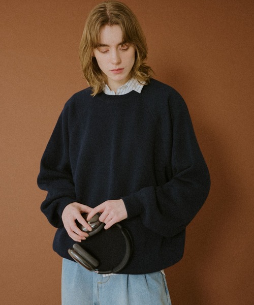 BROKEN BASE（ブロークンベース）の「Classic Soft Raglan Knit / クラシックソフトラグランニット（ニット/セーター・メンズ・ネイビー/チャコールグレー・MEDIUM/LARGE）」の14枚目の写真