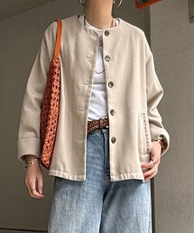 エクリュ ノーカラーブルゾン