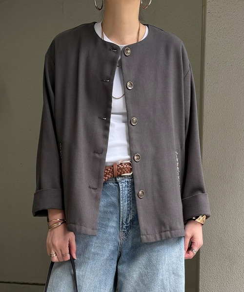 セール】エクリュ ノーカラーブルゾン（ブルゾン）｜LBC（エルビーシー