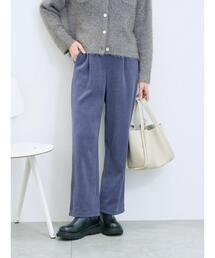 Samansa Mos2 blue | カットコールストレートパンツ(その他パンツ)