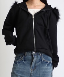 Vini（ヴィニ）の「裏起毛ファー付きジップアップパーカー（パーカー）」