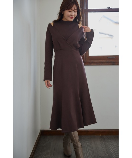 Cache-Coeur Layered Knit Dress（ワンピース）｜Her lip to（ハー