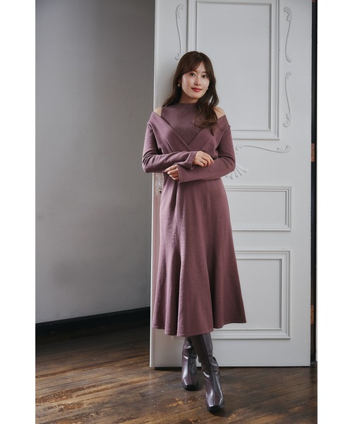 Cache-Coeur Layered Knit Dress（ワンピース）｜Her lip to（ハー