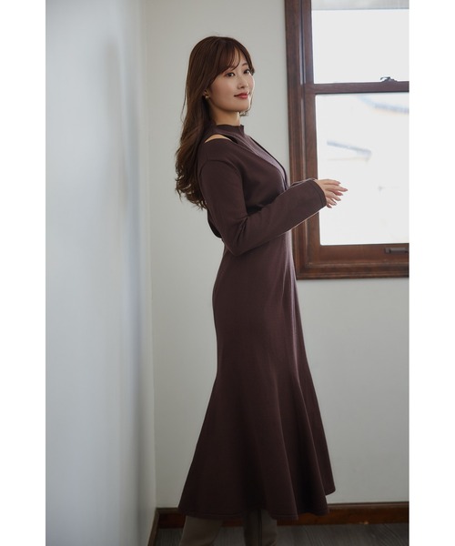 Cache-Coeur Layered Knit Dress（ワンピース）｜Her lip to（ハー