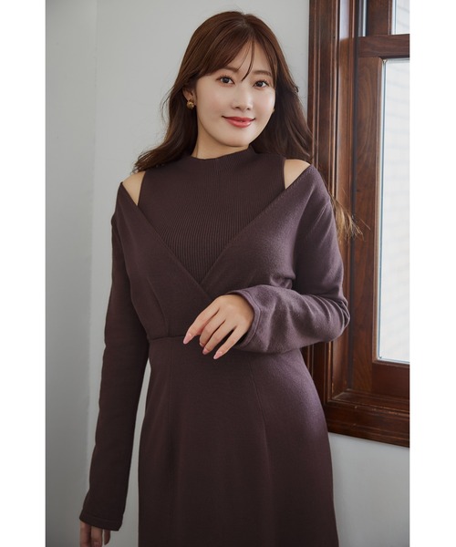 Cache-Coeur Layered Knit Dress（ワンピース）｜Her lip to（ハー