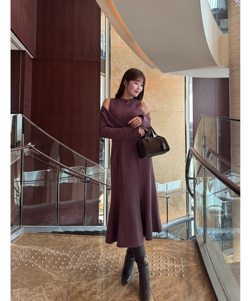 ワンピース Herlipto Cache-Coeur Layered Knit Dress Cache-Coeur Layered Knit Dress（ワンピース）｜Her lip to（ハー