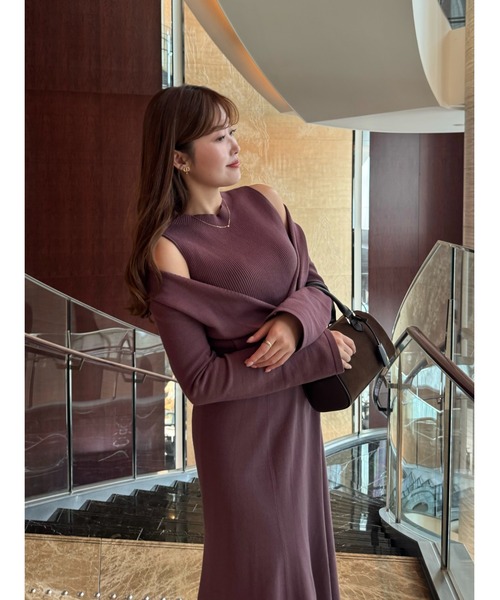 Cache-Coeur Layered Knit Dress（ワンピース）｜Her lip to（ハー