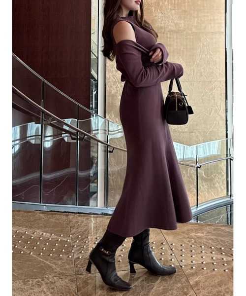 Cache-Coeur Layered Knit Dress（ワンピース）｜Her lip to（ハー