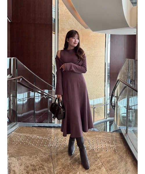 Cache-Coeur Layered Knit Dress（ワンピース）｜Her lip to（ハー