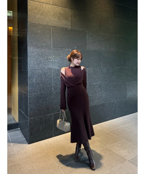 Cache-Coeur Layered Knit Dress（ワンピース）｜Her lip to（ハー