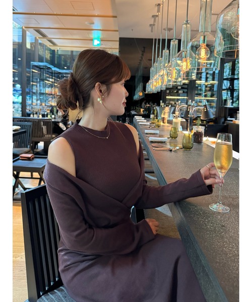 Cache-Coeur Layered Knit Dress（ワンピース）｜Her lip to（ハー