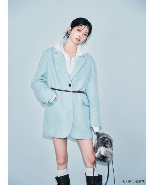 LILY BROWN（リリーブラウン）の「透かし編ニットパーカー（パーカー・レディース・ホワイト/ピンク/グレー・F）」の5枚目の写真