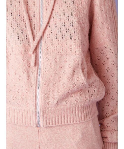 LILY BROWN（リリーブラウン）の「透かし編ニットパーカー（パーカー・レディース・ホワイト/ピンク/グレー・F）」の14枚目の写真