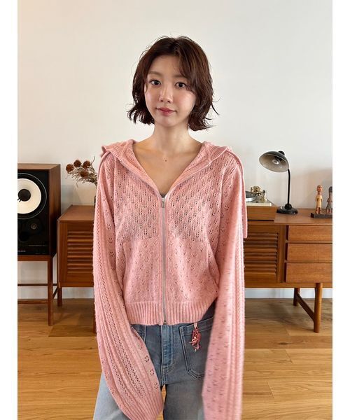 透かし編ニットパーカー（パーカー）｜LILY BROWN（リリーブラウン）の