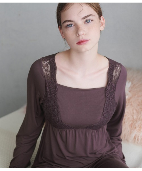 PEACH JOHN（ピーチジョン）の「ナイトブラ内蔵ＨＡＲＡマキパジャマ（長袖）（ルームウェア/パジャマ・レディース・ブラウン/ピンクベージュ・BC65/BC70/BC75/DE65/DE70/DE75）」の6枚目の写真