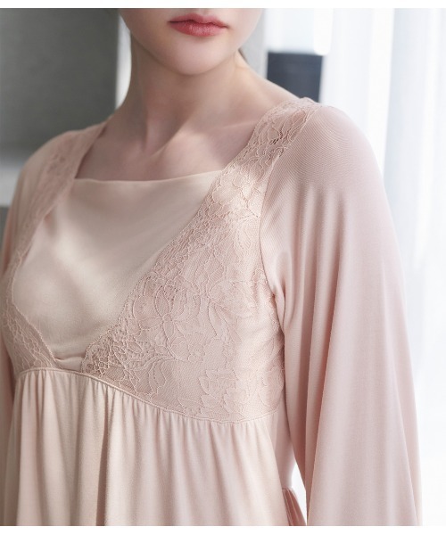 PEACH JOHN（ピーチジョン）の「ナイトブラ内蔵ＨＡＲＡマキパジャマ（長袖）（ルームウェア/パジャマ・レディース・ブラウン/ピンクベージュ・BC65/BC70/BC75/DE65/DE70/DE75）」の14枚目の写真