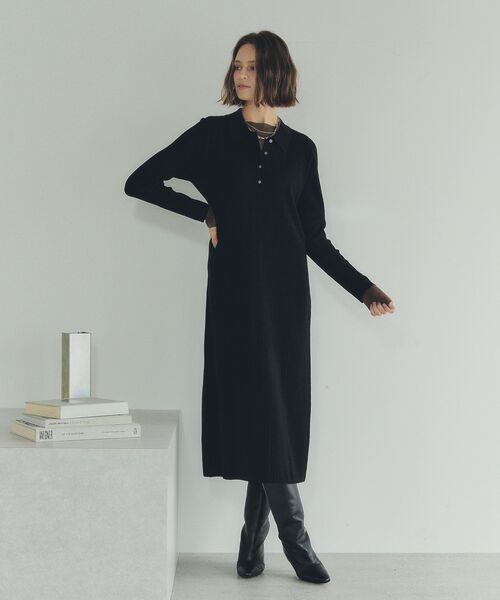 YECCA VECCA(イェッカヴェッカ)の「襟付きニットワンピース(ワンピース・レディース・モカ/ボルドー/ブラック・FREE)」の13枚目の写真