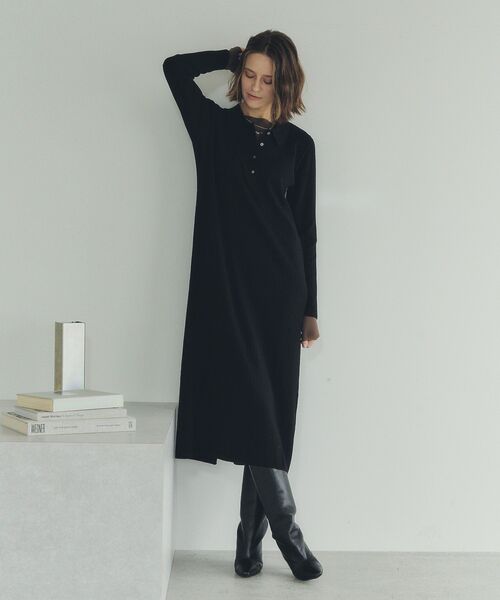 YECCA VECCA(イェッカヴェッカ)の「襟付きニットワンピース(ワンピース・レディース・モカ/ボルドー/ブラック・FREE)」の14枚目の写真