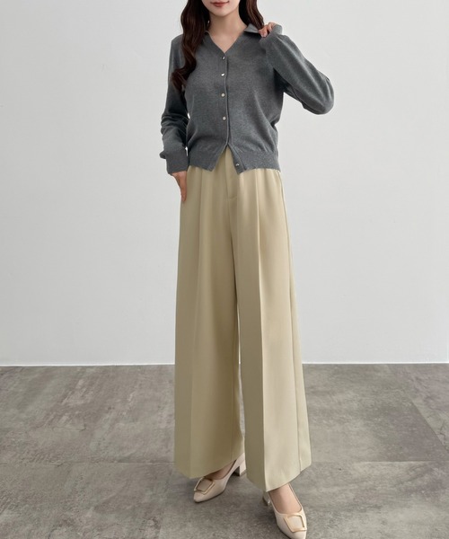 CENEA(セネア)の「サイドベルトワイドストレートパンツ(スラックス・レディース・ダークグレー/ブラック/アイボリー・SMALL/MEDIUM/LARGE)」の13枚目の写真