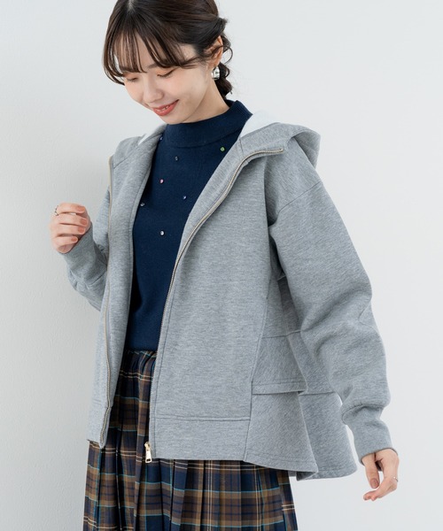 ANNA LUNA(アンナルナ)の「【ANNA LUNA】後ろ姿まで可愛い 裏起毛 ペプラム ジップパーカー(パーカー・レディース・グレー/ブラック・MEDIUM)」の10枚目の写真