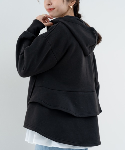 ANNA LUNA(アンナルナ)の「【ANNA LUNA】後ろ姿まで可愛い 裏起毛 ペプラム ジップパーカー(パーカー・レディース・グレー/ブラック・MEDIUM)」の21枚目の写真