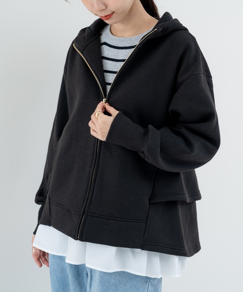 ANNA LUNA(アンナルナ)の「【ANNA LUNA】後ろ姿まで可愛い 裏起毛 ペプラム ジップパーカー(パーカー・レディース・グレー/ブラック・MEDIUM)」の18枚目の写真