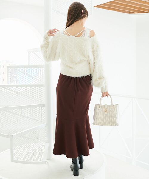 MAJESTIC LEGON(マジェスティックレゴン)の「ふわふわカシュクールニット(ニット/セーター・レディース・ブラック/アイボリー/ピンク/ライトグレー・MEDIUM)」の7枚目の写真
