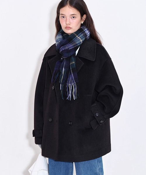 Fano Studios ダブルブレストウールハーフチェスターコート