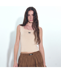 NICK&NICOLE（ニックアンドニコール）の「BUTTERFLY CROP SQUARE NECK KNIT SLEEVELESS_BEIGE（Tシャツ/カットソー・レディース）」