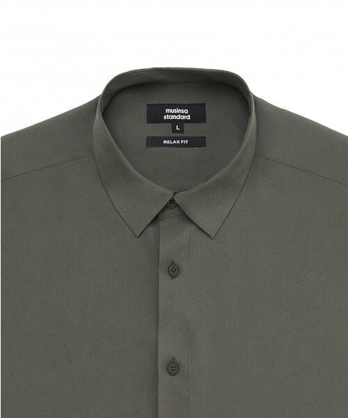 MUSINSA STANDARD（ムシンサスタンダード）の「リラックスフィットシルキーシャツ[カーキ]（シャツ/ブラウス・メンズ・その他・SMALL/MEDIUM/LARGE/X-LARGE/XX-LARGE）」の12枚目の写真