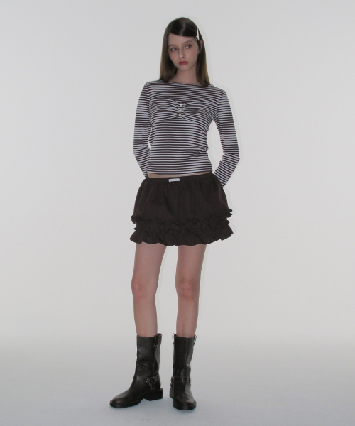 CRANK（クランク）の「フリルレイヤードミニスカート_ブラウン（スカート・レディース・その他・FREE）」の2枚目の写真