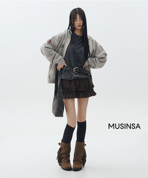 CRANK（クランク）の「フリルレイヤードミニスカート_ブラウン（スカート・レディース・その他・FREE）」の6枚目の写真