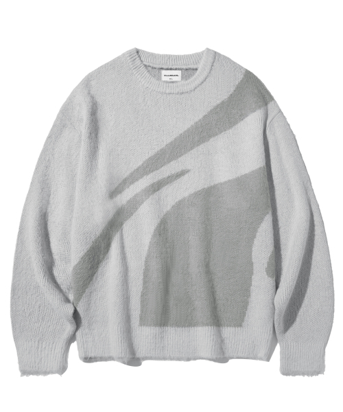 F.ILLUMINATE(フィルミネイト)の「シンボルジャガードラウンドニット-グレー(ニット/セーター・メンズ・その他・SMALL/MEDIUM/LARGE)」の1枚目の写真