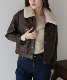 BLUEEAST | ファー付きフェイクレザーブルゾン(ブルゾン)