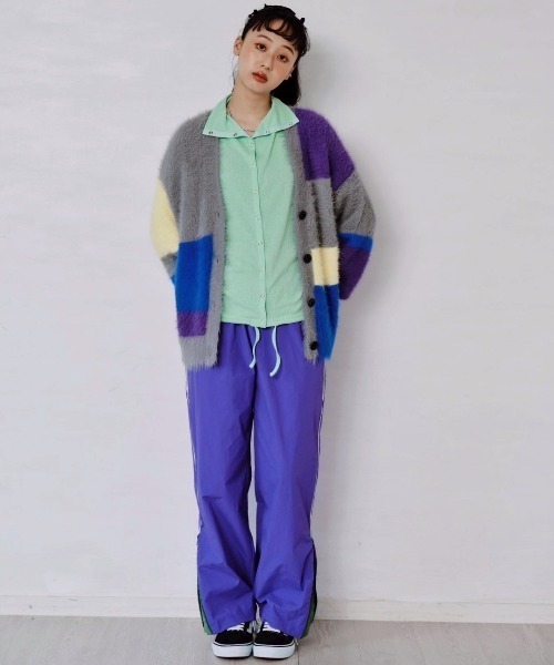 Paradise Picnic（パラダイスピクニック）の「HCAE マルチカラーシャギーニットカーディガン（カーディガン/ボレロ・レディース・グレー/レッド・FREE）」の3枚目の写真