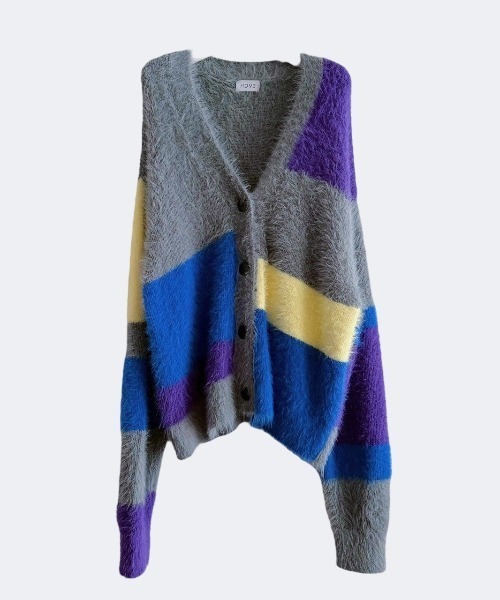 Paradise Picnic（パラダイスピクニック）の「HCAE マルチカラーシャギーニットカーディガン（カーディガン/ボレロ・レディース・グレー/レッド・FREE）」の11枚目の写真