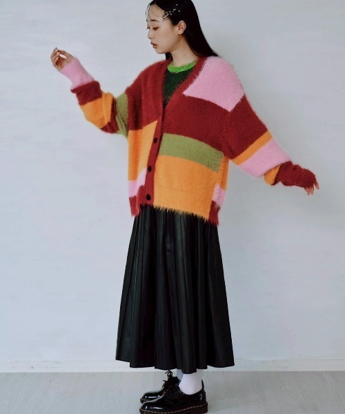 Paradise Picnic（パラダイスピクニック）の「HCAE マルチカラーシャギーニットカーディガン（カーディガン/ボレロ・レディース・グレー/レッド・FREE）」の18枚目の写真