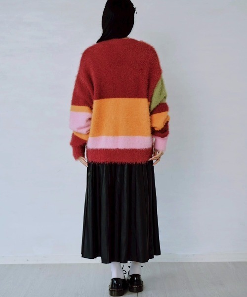 Paradise Picnic（パラダイスピクニック）の「HCAE マルチカラーシャギーニットカーディガン（カーディガン/ボレロ・レディース・グレー/レッド・FREE）」の21枚目の写真